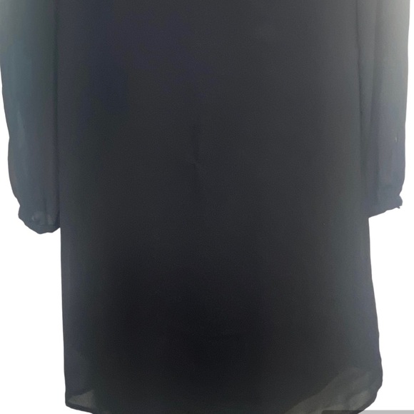 Sequin Hearts Women’s Flowy Dress L Black Gold Sequined Shoulders Sheer Sleeves - Picture 3 of 13